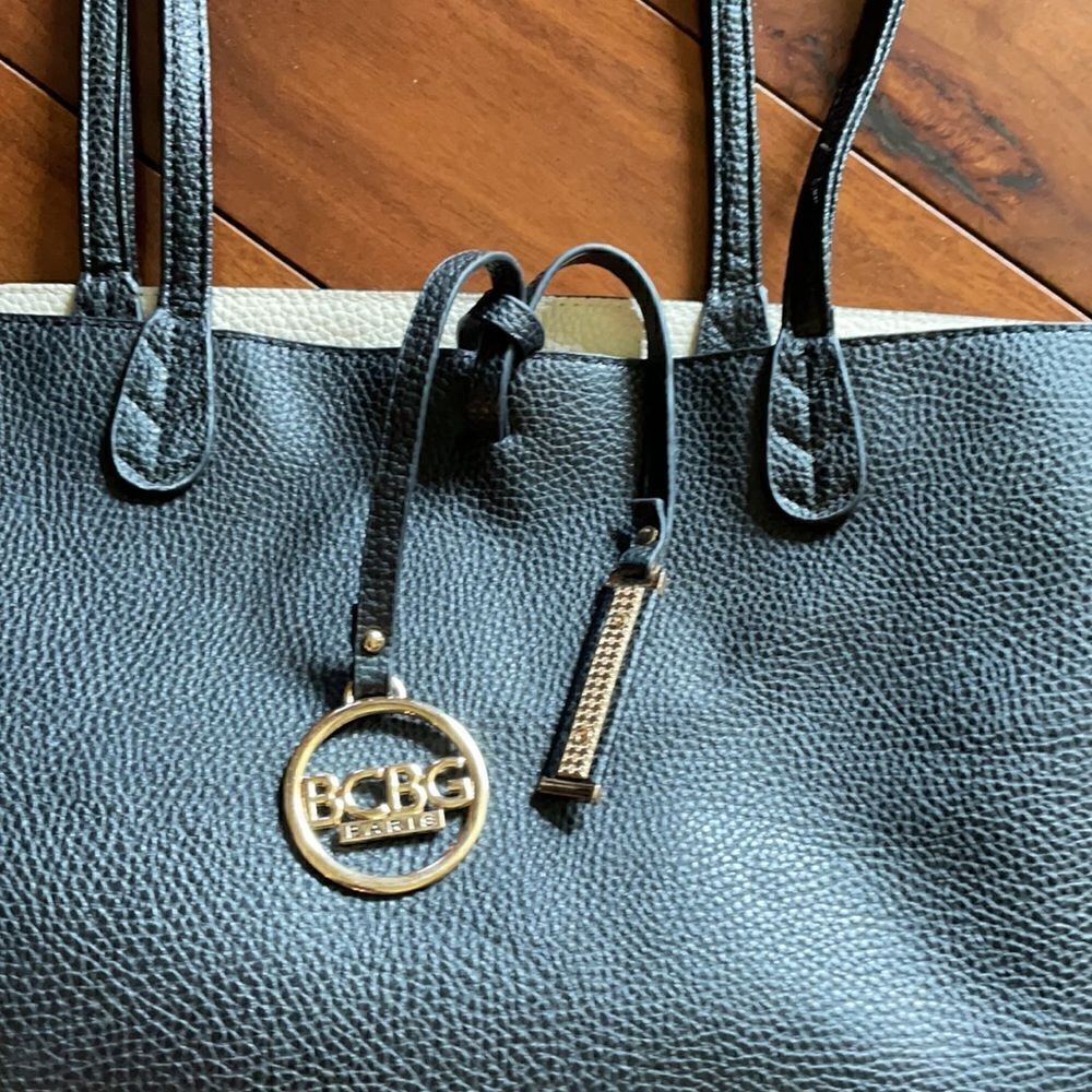 BCBG Black Pebble Leather Tote - Picture 2 of 8